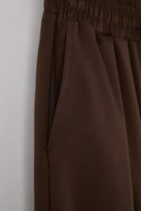 TRENDYOLMİLLA Dark Brown Şalwar Pattern Elastic Waist Weaving Pants - Image 7