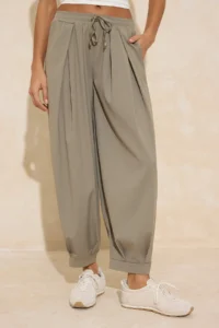 TRENDYOLMİLLA Khaki Şalwar Pattern Elastic Waist Weaving Pants - Image 7