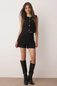 TRENDYOLMiLLA Black Weaving Tweed Shorts & Bermuda - Image 2