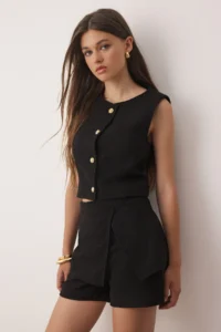 TRENDYOLMiLLA Black Weaving Tweed Shorts & Bermuda - Image 3