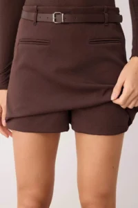 TRENDYOLMiLLA Brown Arched Mini Shorts Skirt Shorts & Bermuda - Image 4