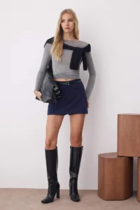 TRENDYOLMiLLA Navy Blue Arched Mini Shorts Skirt Shorts & Bermuda