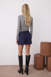 TRENDYOLMiLLA Navy Blue Arched Mini Shorts Skirt Shorts & Bermuda - Image 4