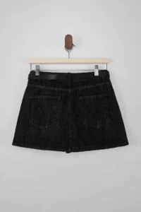 TRENDYOLMiLLA Denim Shorts Skirt with Black Belt Detail and Skirt Look on the Back - Image 3