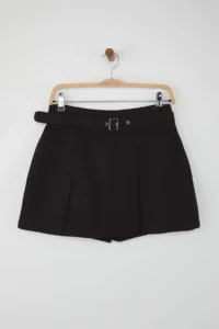 TRENDYOLMiLLA Teen Black Belt Detailed Denim Shorts Skirt