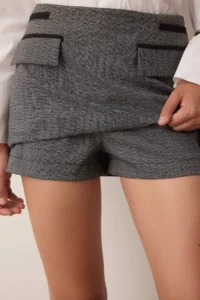 TRENDYOLMiLLA Anthracite Checkered Mini Pocket Detail Skirt Look Shorts & Bermuda - Image 3
