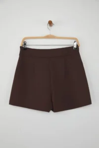 TRENDYOLMiLLA Dark Brown Button Detailed Mini Shorts Skirt Shorts & Bermuda - Image 8