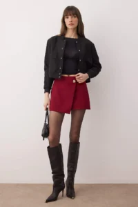 TRENDYOLMiLLA Burgundy Button Detailed Mini Shorts Skirt Shorts & Bermuda