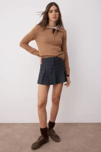TRENDYOLMiLLA Multicolored Checkered Pilili Thick Material Shorts Skirt Shorts & Bermuda - Image 3