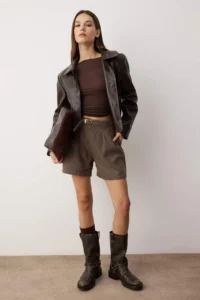TRENDYOLMiLLA Brown Bowl Belt with buckle Shorts & Bermuda - Image 3