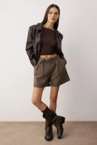 TRENDYOLMiLLA Brown Bowl Belt with buckle Shorts & Bermuda - Image 4