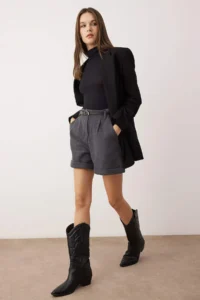 TRENDYOLMiLLA Anthracite Bowl Arched Shorts & Bermuda - Image 2