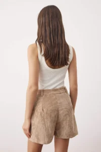 TRENDYOLMiLLA Beige Velvet Basic City Size Shorts & Bermuda - Image 4