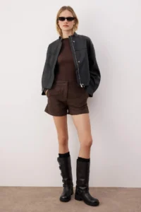 TRENDYOLMiLLA Brown Suede Short Shorts & Bermuda