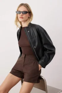 TRENDYOLMiLLA Brown Suede Short Shorts & Bermuda - Image 2