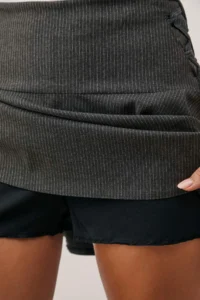 TRENDYOLMiLLA Anthracite Lace Detailed Weaving Mini Shorts Skirt - Image 5