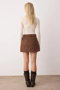 TRENDYOLMiLLA Dark Brown Faux Suede Mini Shorts Skirt Shorts & Bermuda - Image 4