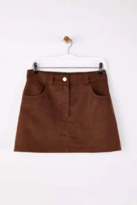 TRENDYOLMiLLA Dark Brown Faux Suede Mini Shorts Skirt Shorts & Bermuda - Image 5