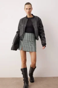 TRENDYOLMiLLA Black Houndstooth Mini Shorts Skirt Shorts & Bermuda