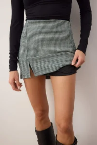 TRENDYOLMiLLA Black Houndstooth Mini Shorts Skirt Shorts & Bermuda - Image 3