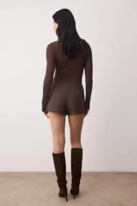 TRENDYOLMİLLA Brown Accessory Detailed Weaving Shorts Skirt - Image 4