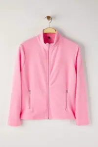 TRENDYOLMİLLA Pink Fleece Plain Dog collar with pocket Zippered Regular/Normal Cut Knitting Sweatshirt - Image 5