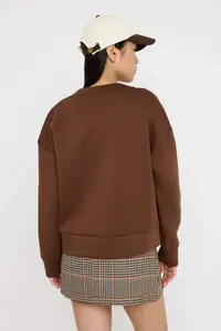 TRENDYOLMİLLA Brown Oversized/Wide Pattern V-neck Full Button Closure Thick Flexible Knitting Sweatshirt - Image 4