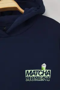 TRENDYOLMİLLA Navy Blue Overize/Wide Pattern Matcha Back Printed Thick Fleece Inside Knitting Sweatshirt - Image 8