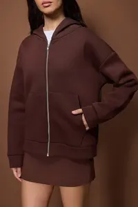 TRENDYOLMİLLA Wardrobe Essentials – Dark Brown Oversized Hooded Knitting Sweatshirt | - Image 3
