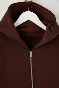 TRENDYOLMİLLA Wardrobe Essentials – Dark Brown Oversized Hooded Knitting Sweatshirt | - Image 6