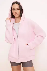 TRENDYOLMİLLA Wardrobe Essentials –Pink Oversized Hooded Knitting Sweatshirt | - Image 2
