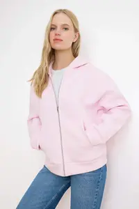 TRENDYOLMİLLA Wardrobe Essentials –Pink Oversized Hooded Knitting Sweatshirt | - Image 5