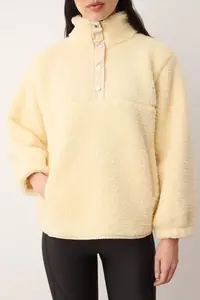 TRENDYOLMİLLA Light Yellow Plush Oversized/Wide Pattern Knitting Sweatshirt - Image 3