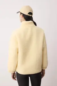 TRENDYOLMİLLA Light Yellow Plush Oversized/Wide Pattern Knitting Sweatshirt - Image 4