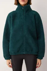 TRENDYOLMİLLA Petrol Plain Color Plush Oversized/Wide Pattern Knitting Sweatshirt - Image 3