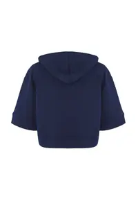 TRENDYOLMİLLA Navy Blue Hooded Zipper Detailed Three Quarter Sleeve Thick Knitting Sweatshirt - Image 6