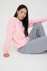 TRENDYOLMİLLA Light Pink Color Blocked Oversized/Wide Pattern Thick Knitting Sweatshirt - Image 2