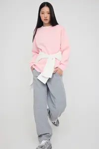 TRENDYOLMİLLA Light Pink Color Blocked Oversized/Wide Pattern Thick Knitting Sweatshirt - Image 3