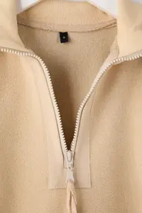 TRENDYOLMİLLA Stone Regular/Normal Pattern Zipper Detailed Dog collar Fleece Thick Knitting Sweatshirt - Image 7