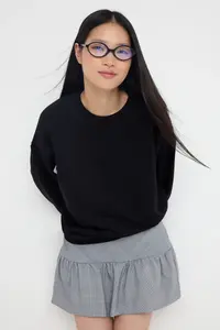 TRENDYOLMİLLA Black Oversized/Bol Cut Crew Neck Thick Knitting Sweatshirt - Image 3