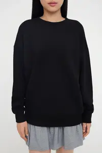 TRENDYOLMİLLA Black Oversized/Bol Cut Crew Neck Thick Knitting Sweatshirt - Image 4