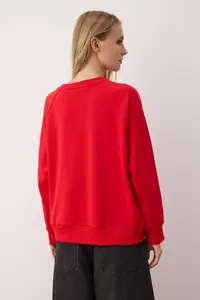 TRENDYOLMİLLA Red relaxed/Rahat Pattern Basic Raglan Sleeve Crew Neck Knitting Sweatshirt - Image 5