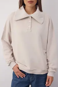 TRENDYOLMİLLA Wardrobe Essentials – Stone Polo Shirt Collar Knitting Sweatshirt | - Image 3