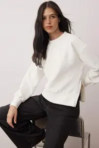 TRENDYOLMİLLA Ecru Ribbed Regular/Normal Pattern Knitting Sweatshirt