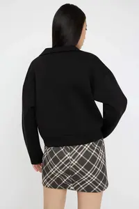 TRENDYOLMİLLA Teen Black Plain Regular/Normal Pattern Knitting Sweatshirt - Image 5