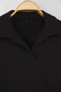 TRENDYOLMİLLA Teen Black Plain Regular/Normal Pattern Knitting Sweatshirt - Image 7