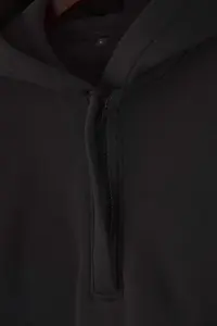 TRENDYOLMİLLA Black Thick Fleece Inside Half Patch Zippered Oversized Hooded Knitting Sweatshirt - Image 6