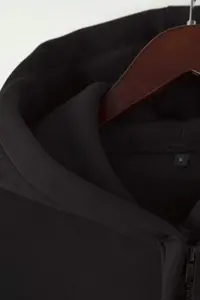 TRENDYOLMİLLA Black Thick Fleece Inside Half Patch Zippered Oversized Hooded Knitting Sweatshirt - Image 7