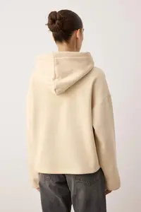 TRENDYOLMİLLA Stone Thick Fleece Inside Half Patch Zippered Oversized Hooded Knitting Sweatshirt - Image 4