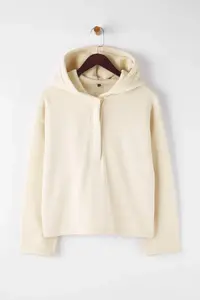 TRENDYOLMİLLA Stone Thick Fleece Inside Half Patch Zippered Oversized Hooded Knitting Sweatshirt - Image 5